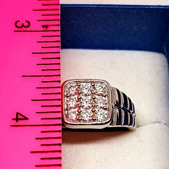 Men's Moissanite ring in Platinum over 925 Sterling Silver sz 12 1.00 ct - Picture 3 of 6